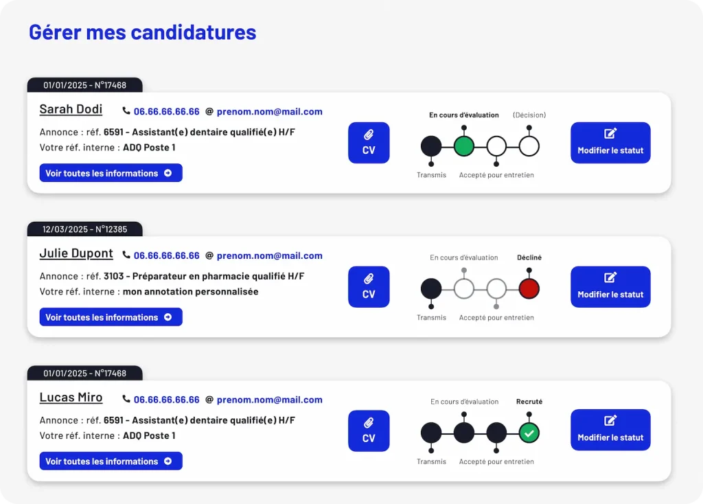 Gestion des candidatures Med & Jobs